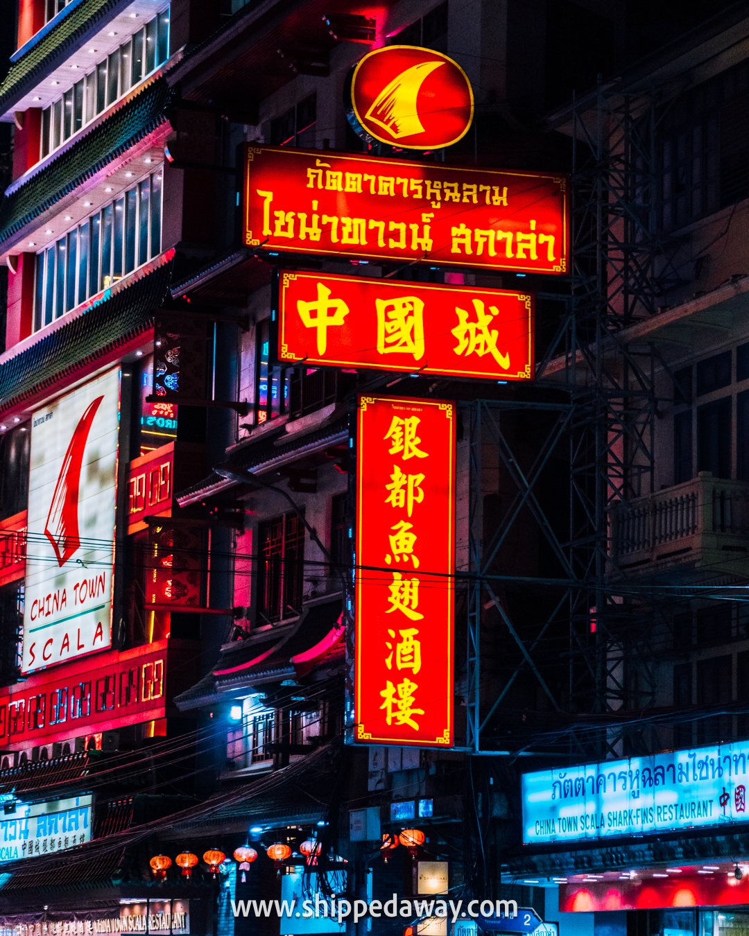 Neon lights and signs at night in Chinatown Bangkok Thailand, how to get to chinatown in bangkok, best way to get to chinatown in bangkok, chinatown bangkok guide
