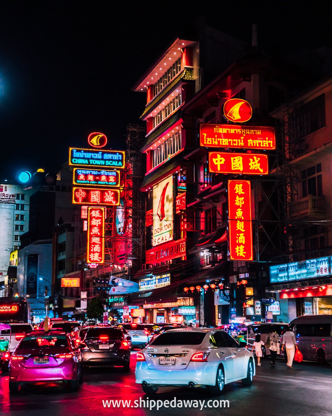 Streets of Bangkok Chinatown at night with neon lights and signs, Thailand, Yaowarat Road Bangkok chinatown, Chinatown Bangkok Travel Guide