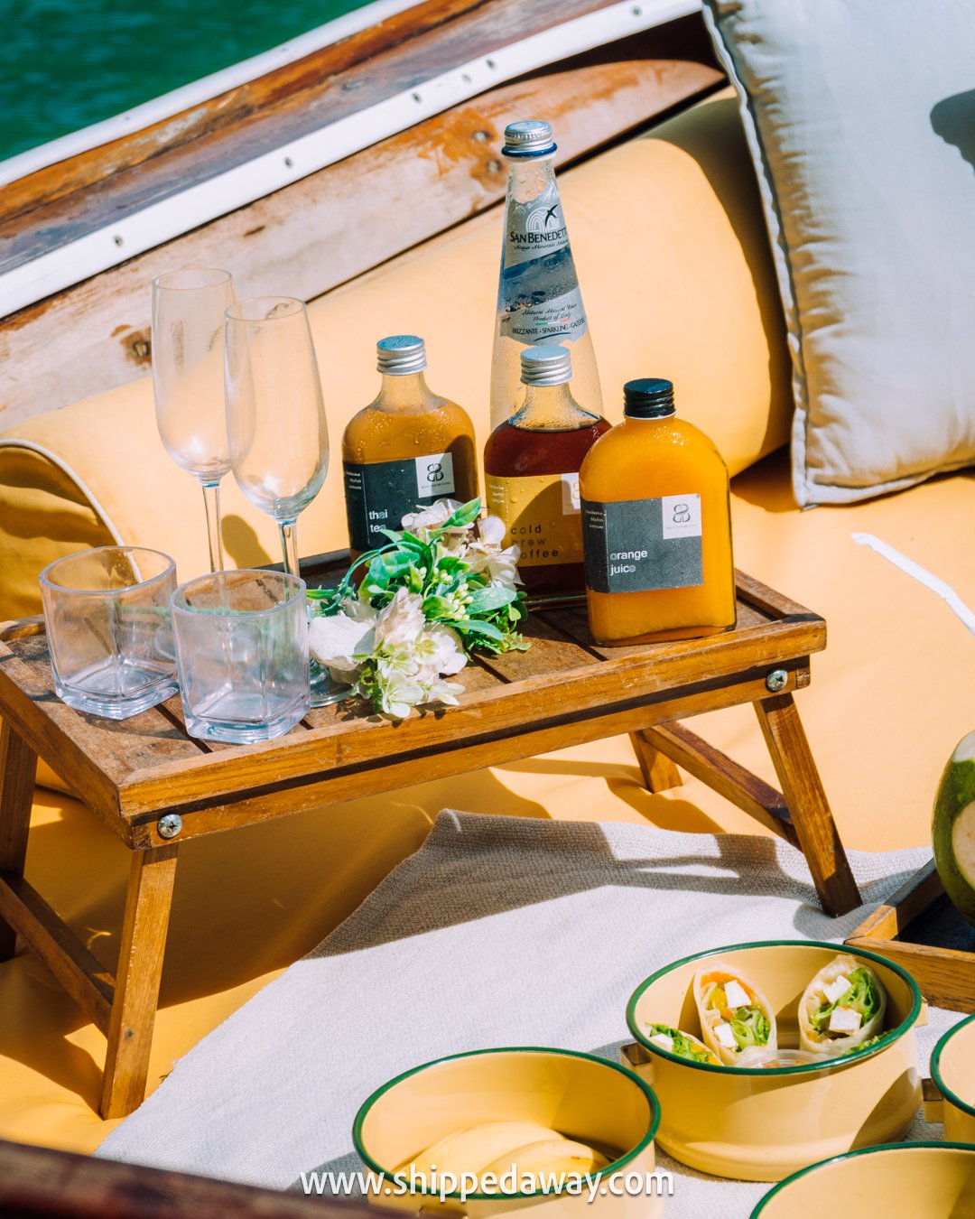 Food and drinks aboard luxury longtail boat to Hong Island, Krabi