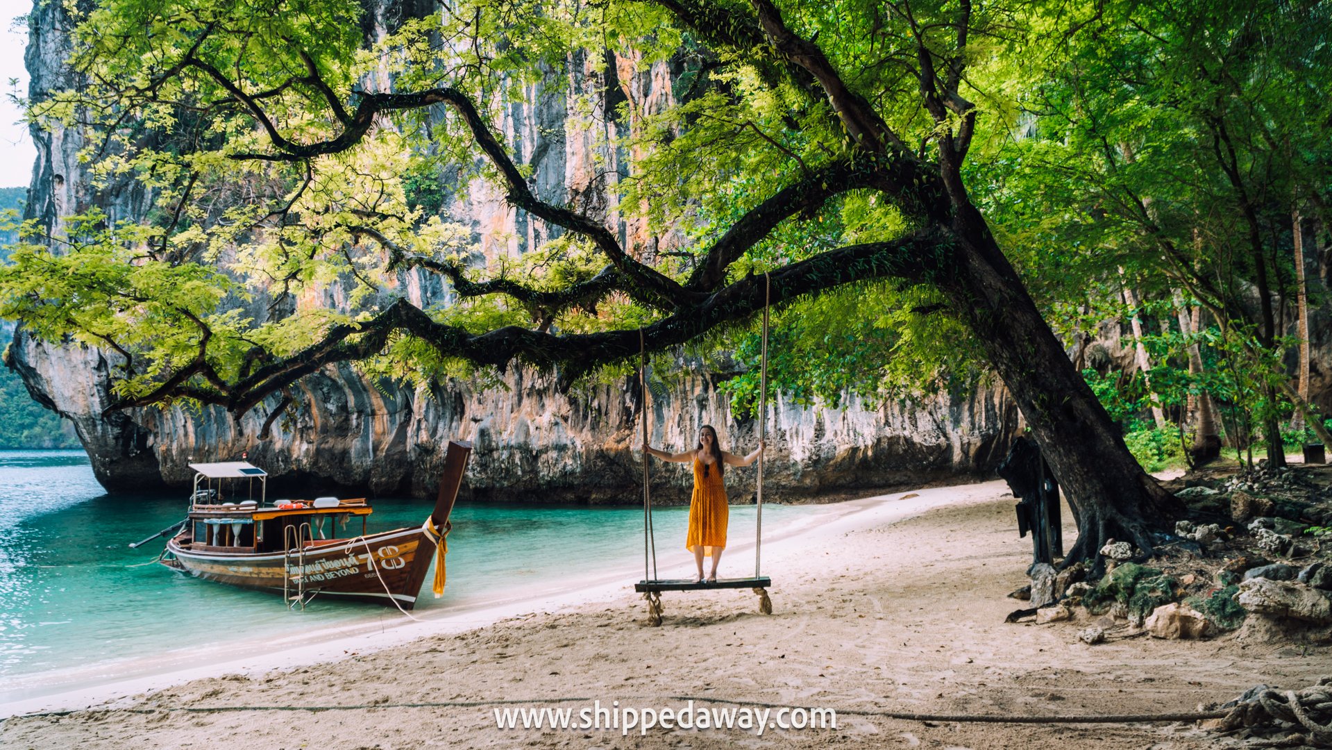 Swinging on the swing at Lao Lading Island, Phang Nga Bay