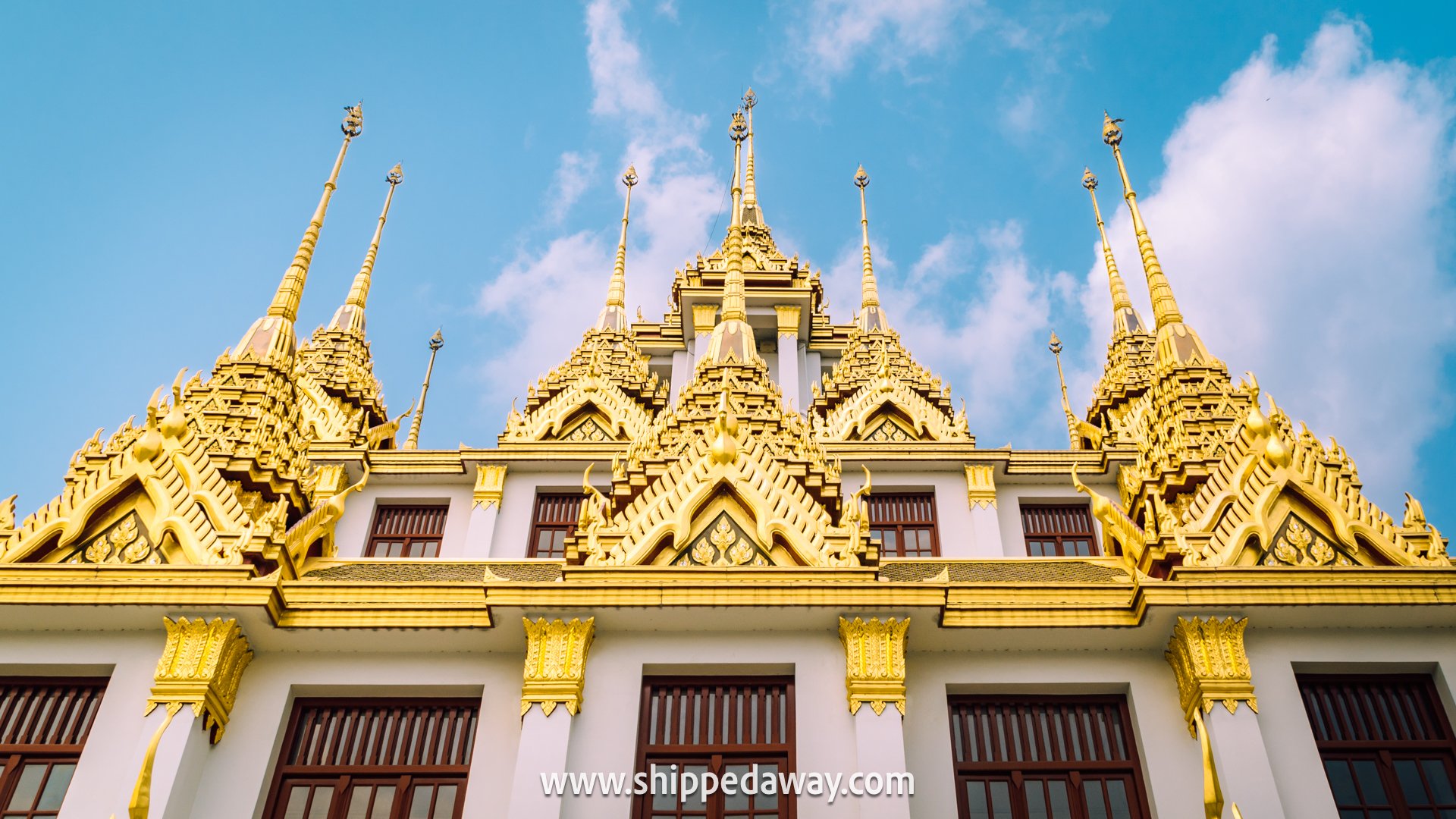 Beautiful golden details Loha Prasat temple Bangkok, Wat Ratchanatdaram Worawihan bangkok, best temples to visit in bangkok