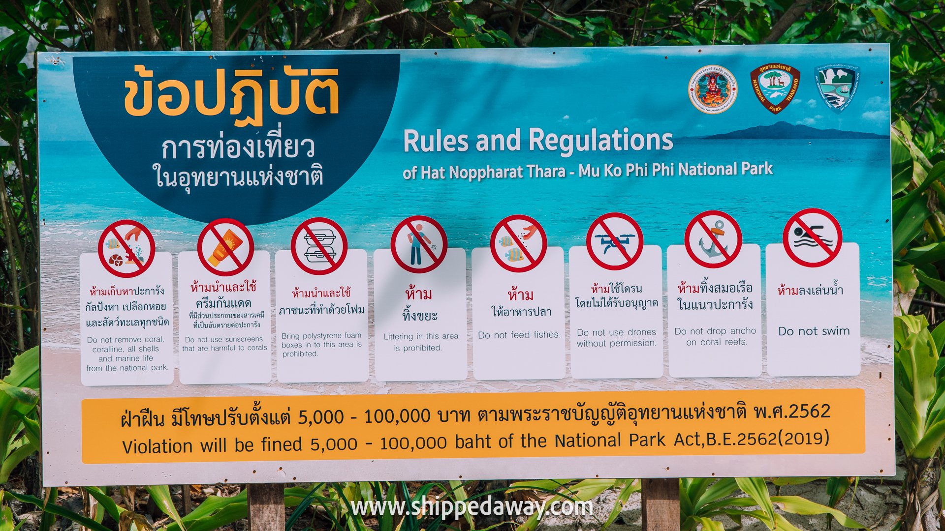 Maya Bay rules and regulations signboard - Phi Phi Islands