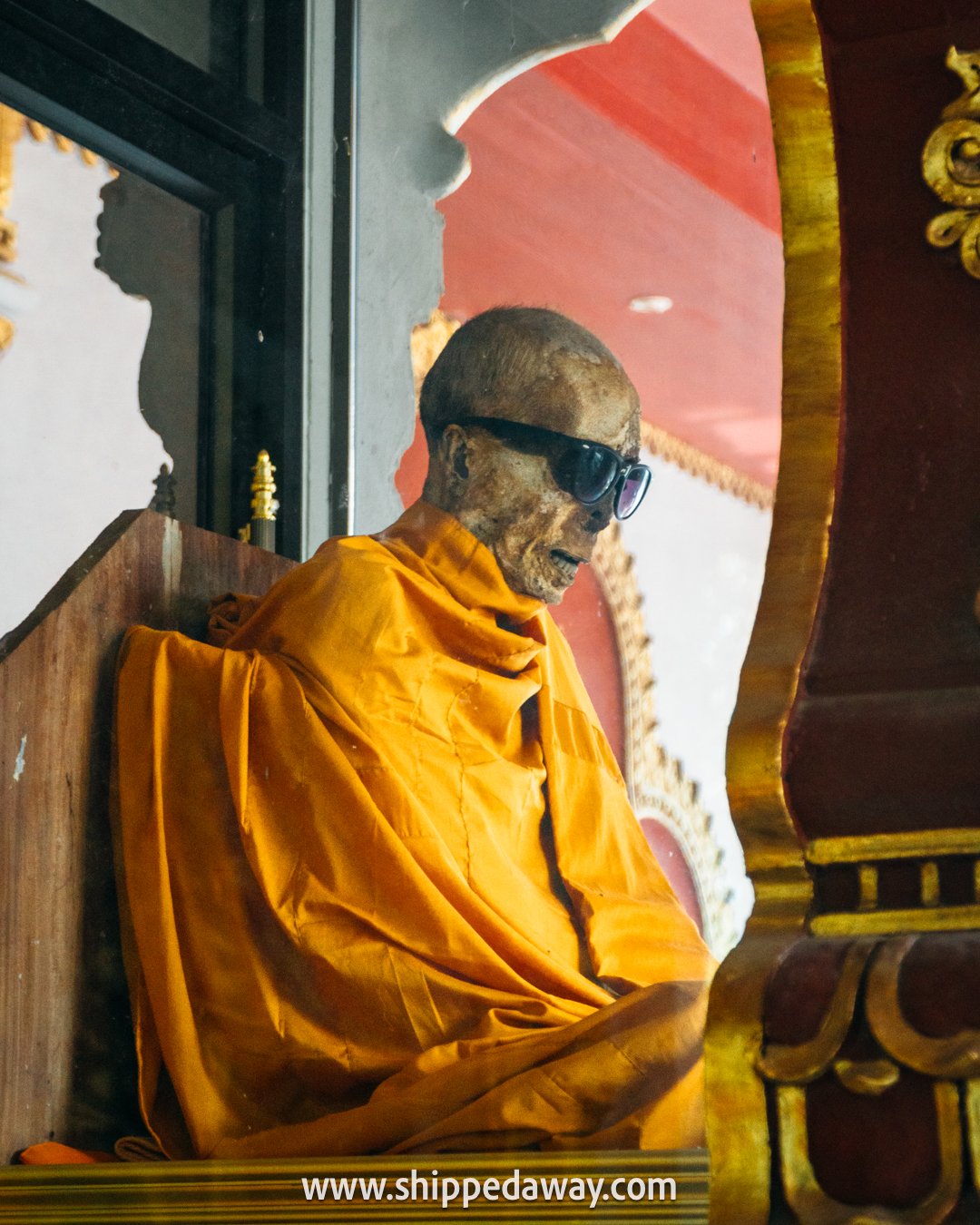Dead mummified monk at Wat Khunaram, Koh Samui, Thailand