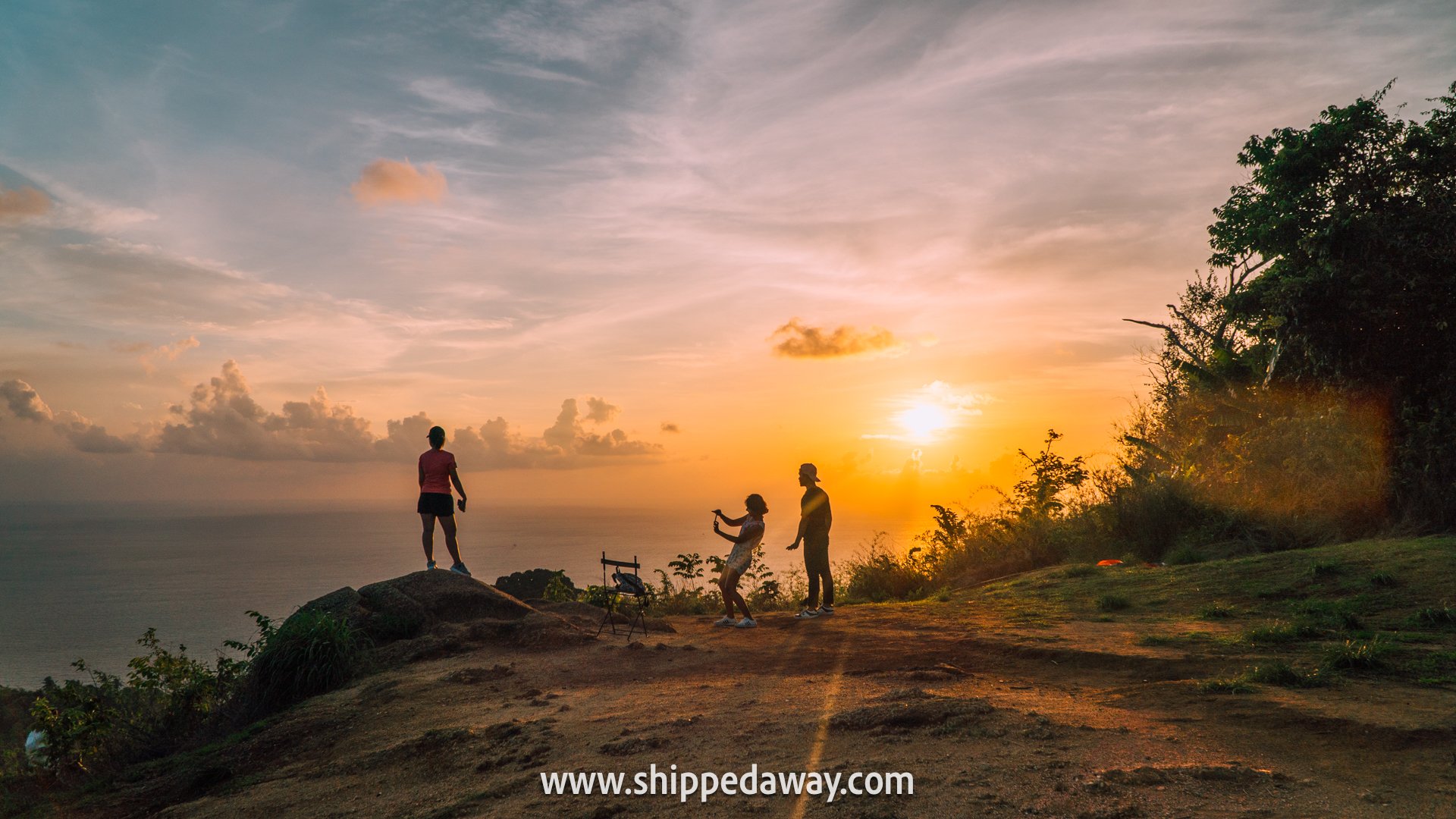Sunset at the best viewpoint in Phuket, Thailand - black rock viewpoint