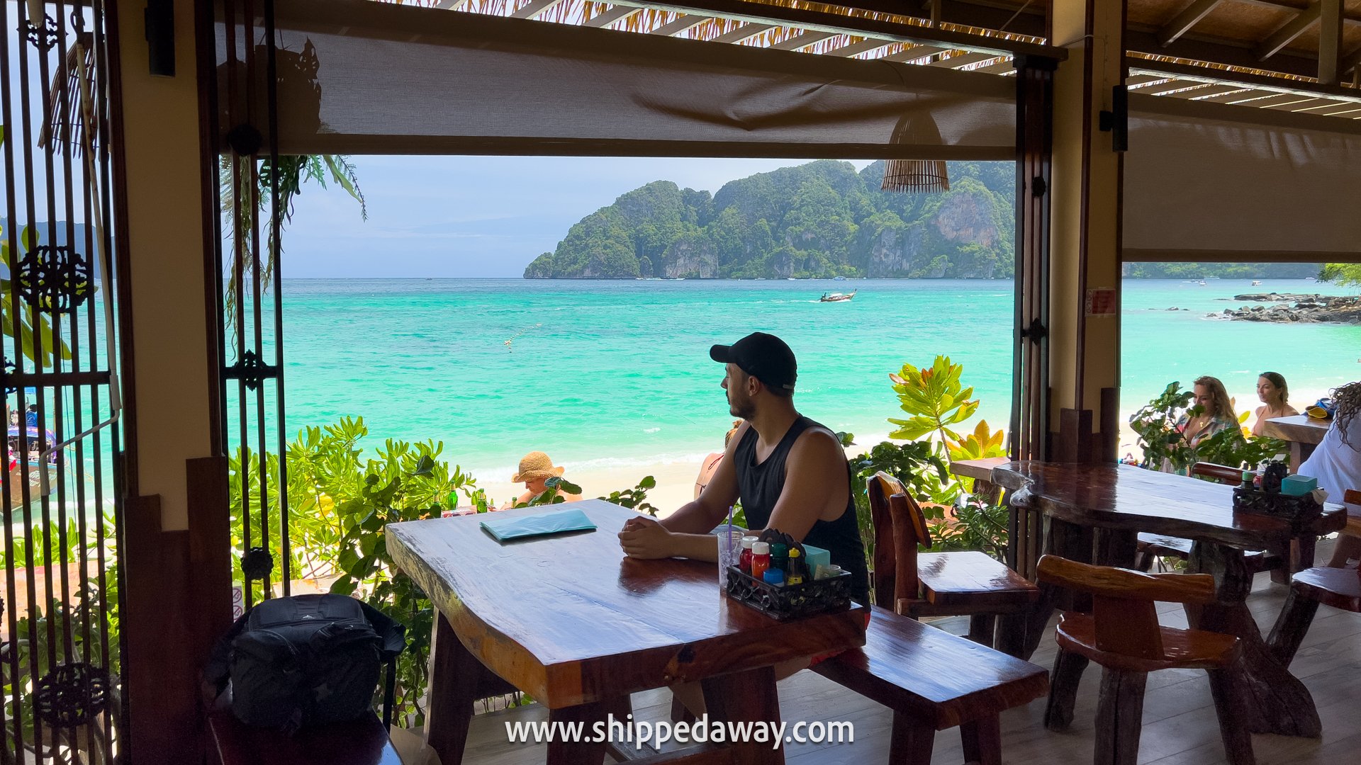 Eating in a beachfront restaurant on Long Beach in Phi Phi Islands