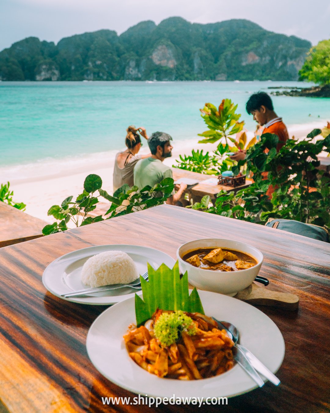Tasty food next to the beach in Phi Phi Islands