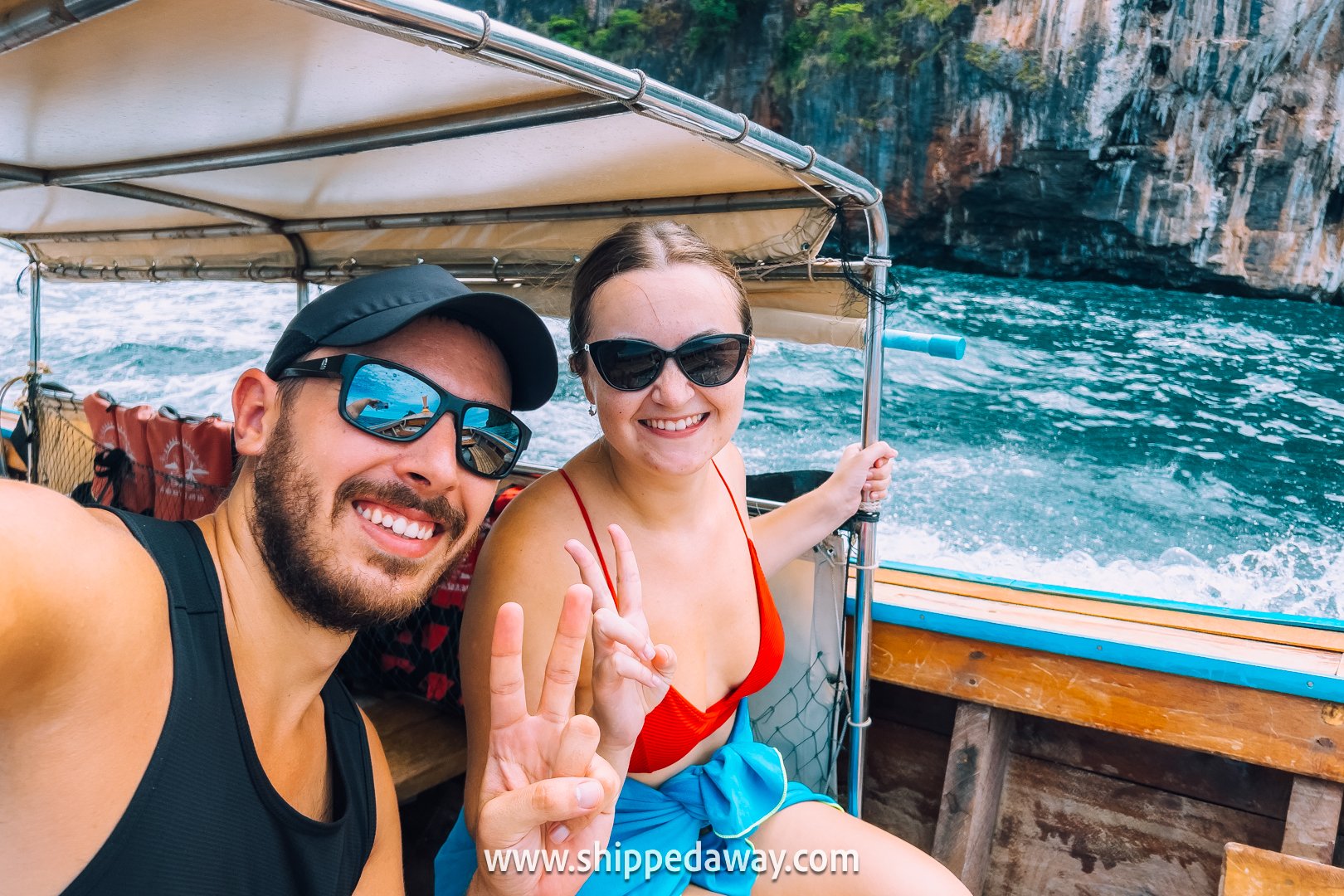 Taking a longtail boat ride in Phi Phi Islands