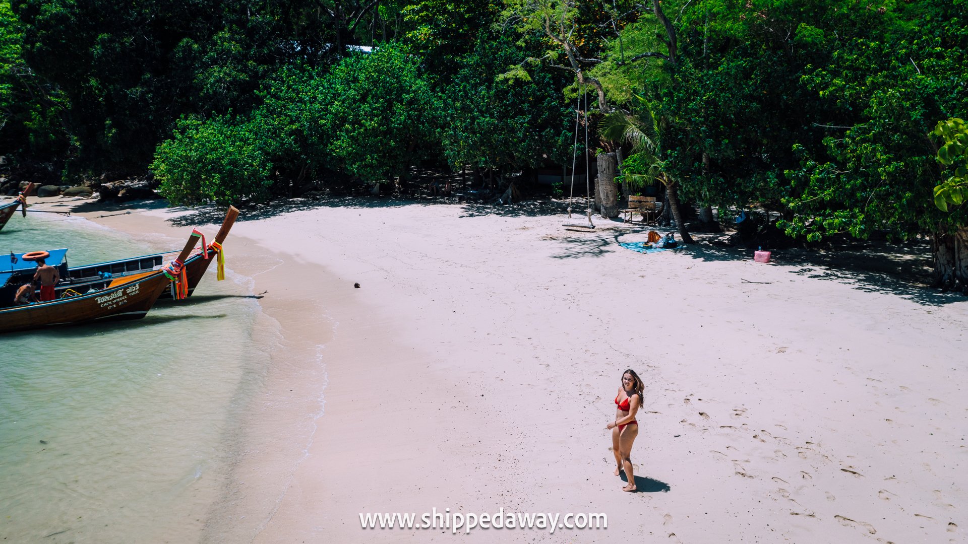 Playing in the sand on Viking Beach, Phi Phi Islands
