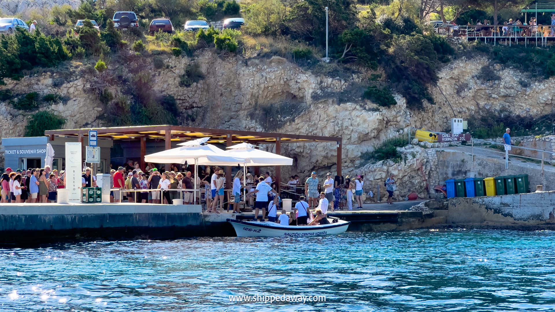 Biševo island waiting area for entering the Blue Cave