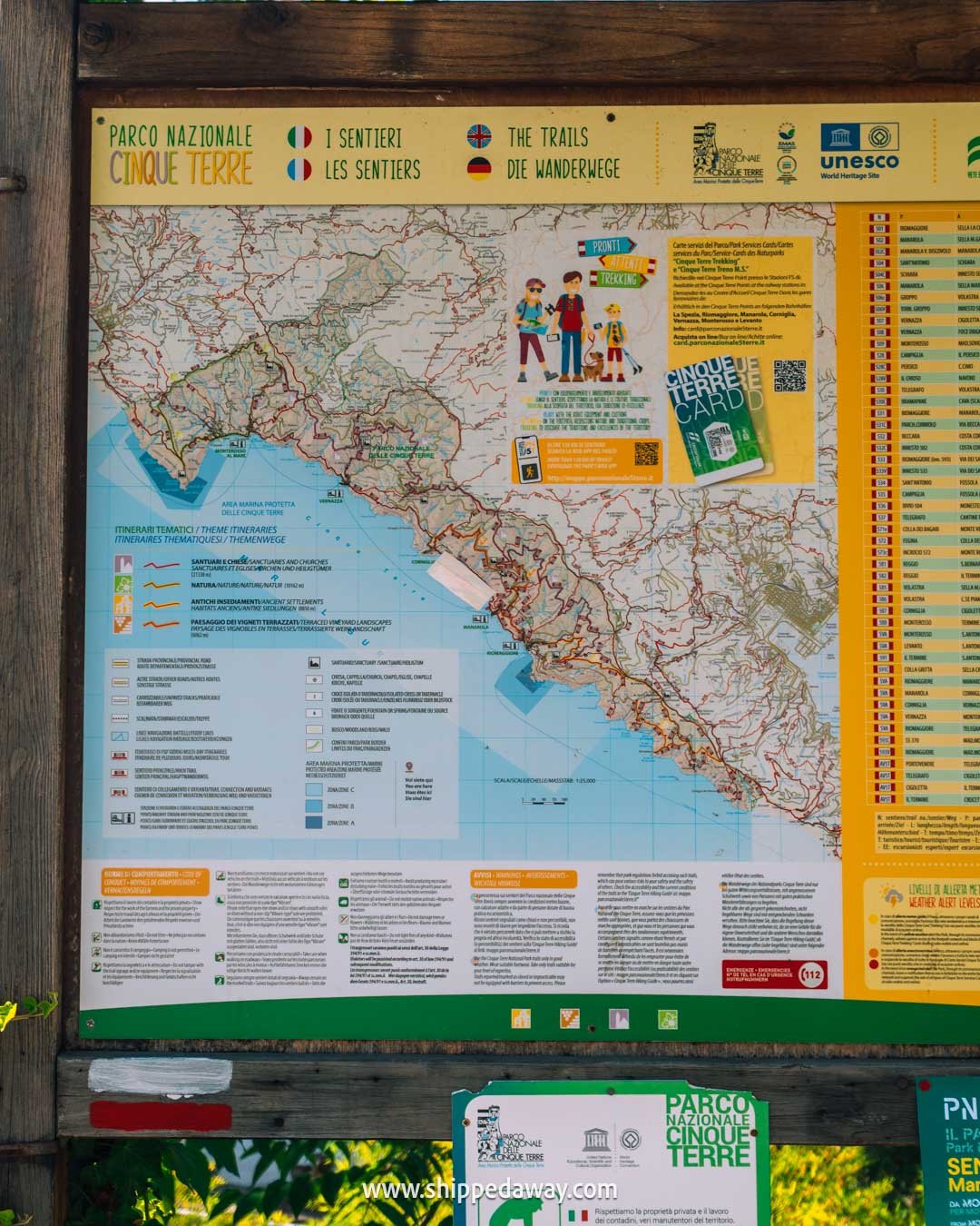 Cinque Terre hiking - Cinque Terre guide - Cinque Terre trails - map of hiking trails in Cinque Terre