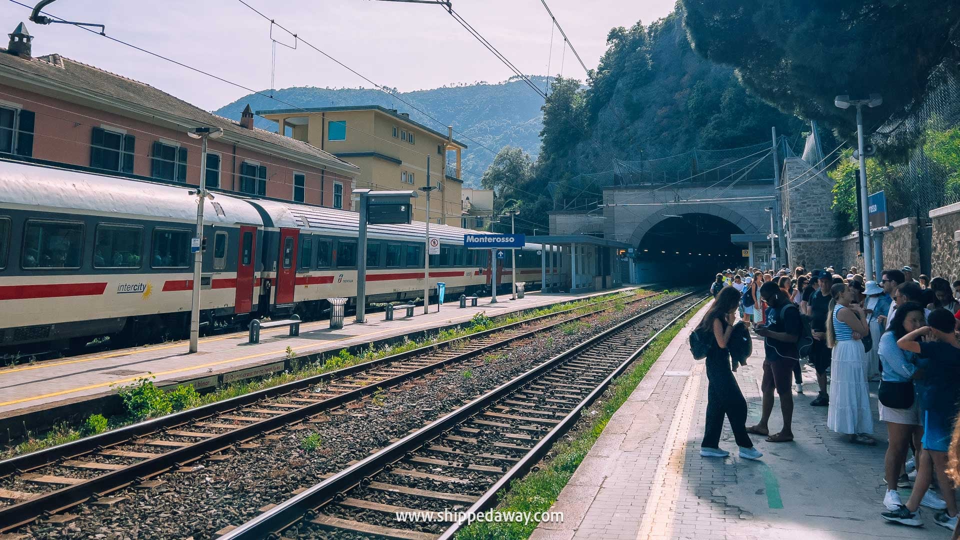 Getting around Cinque Terre by train - busy train station
