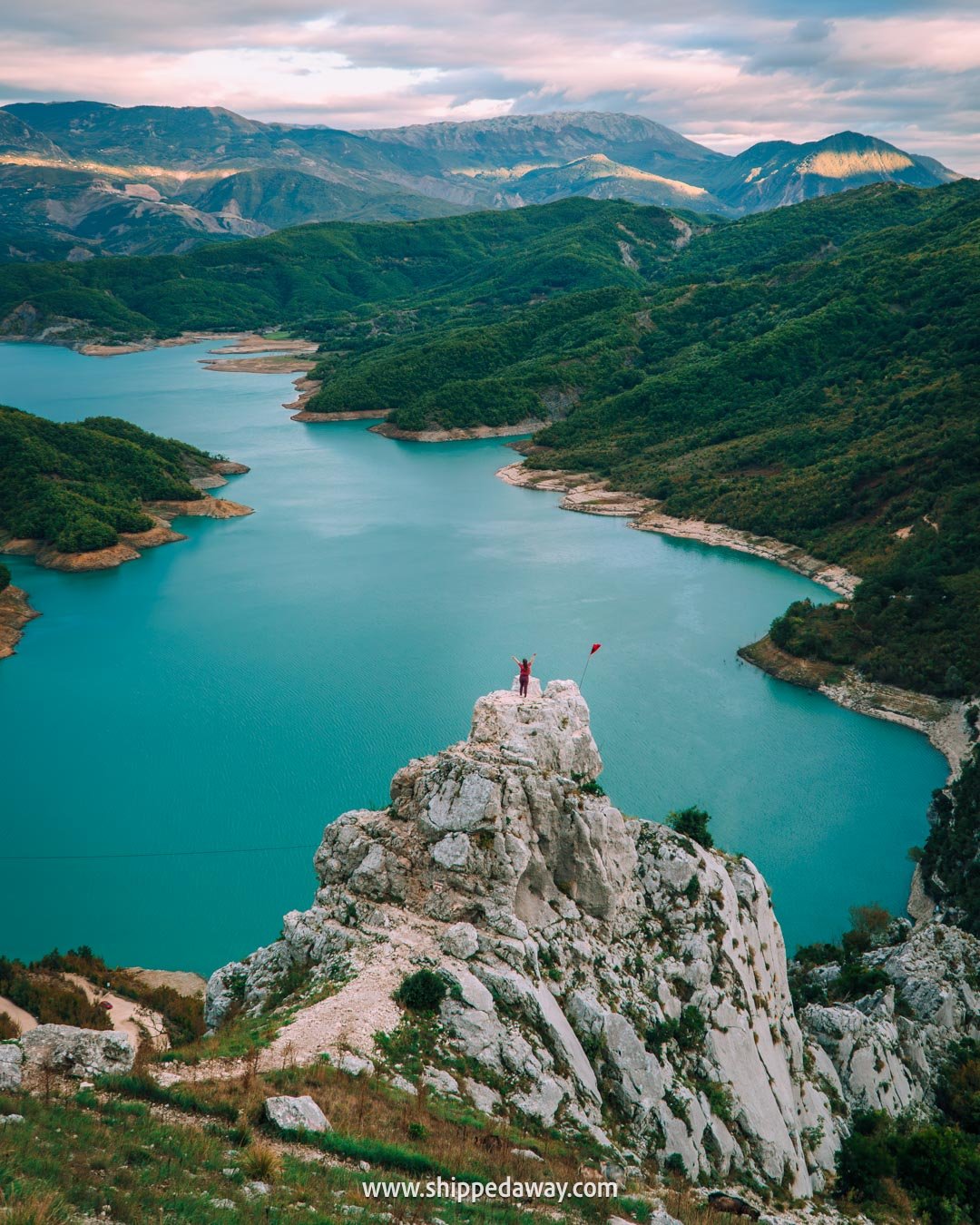 How to visit Bovilla Lake in Albania - rocky outcrop viewpoint above the lake