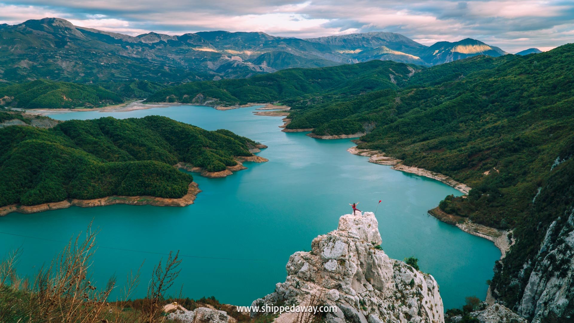 How to visit Bovilla Lake in Albania - rocky outcrop viewpoint above the lake
