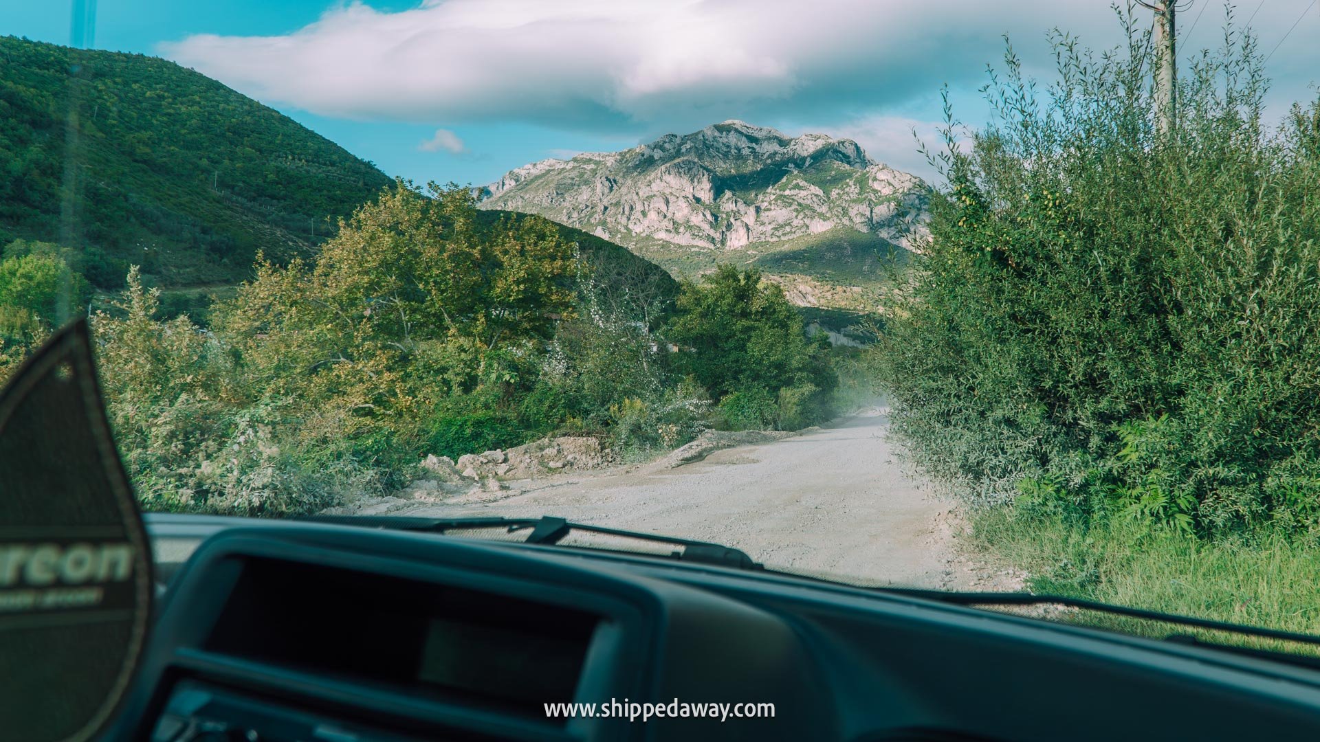 Driving to the Bovilla Lake in Albania from Tirana - bad, poorly maintained road filled with potholes