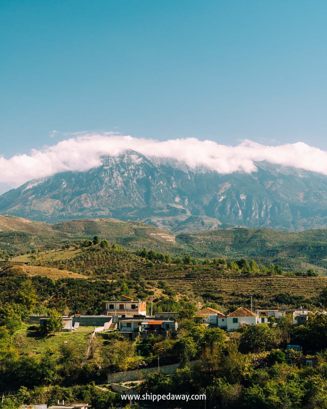 Tomorr mountain seen from our Berat guesthouse - Berat to Gramsh - what to do near Holta Canyon