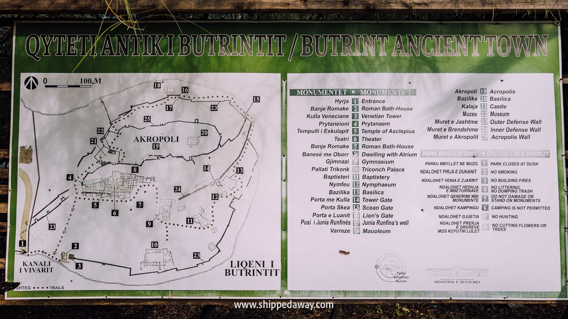 How to visit Butrint National Park - Is Butrint worth visiting - map of Butrint National Archaeological Park with points of interest