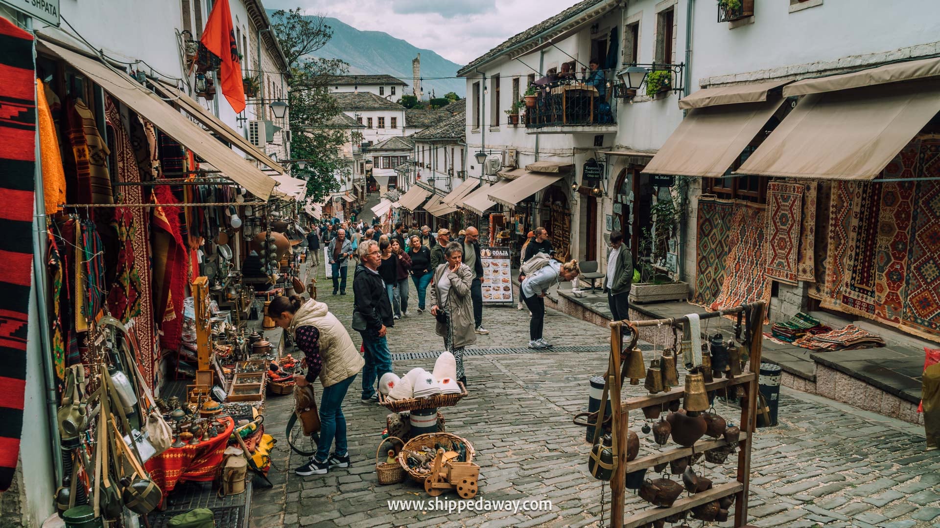 What to see in Gjirokaster, Albania's Stone City - things to do in Gjirokaster, Albania - cobblestone streets in old bazaar quarter