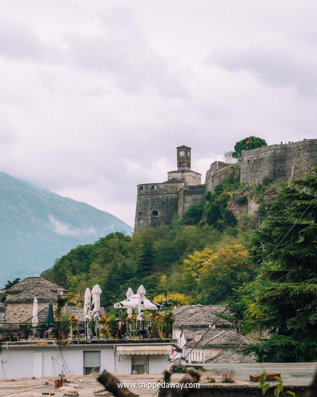What to see in Gjirokaster, Albania's Stone City - things to do in Gjirokaster, Albania - views of the castle from upper streets