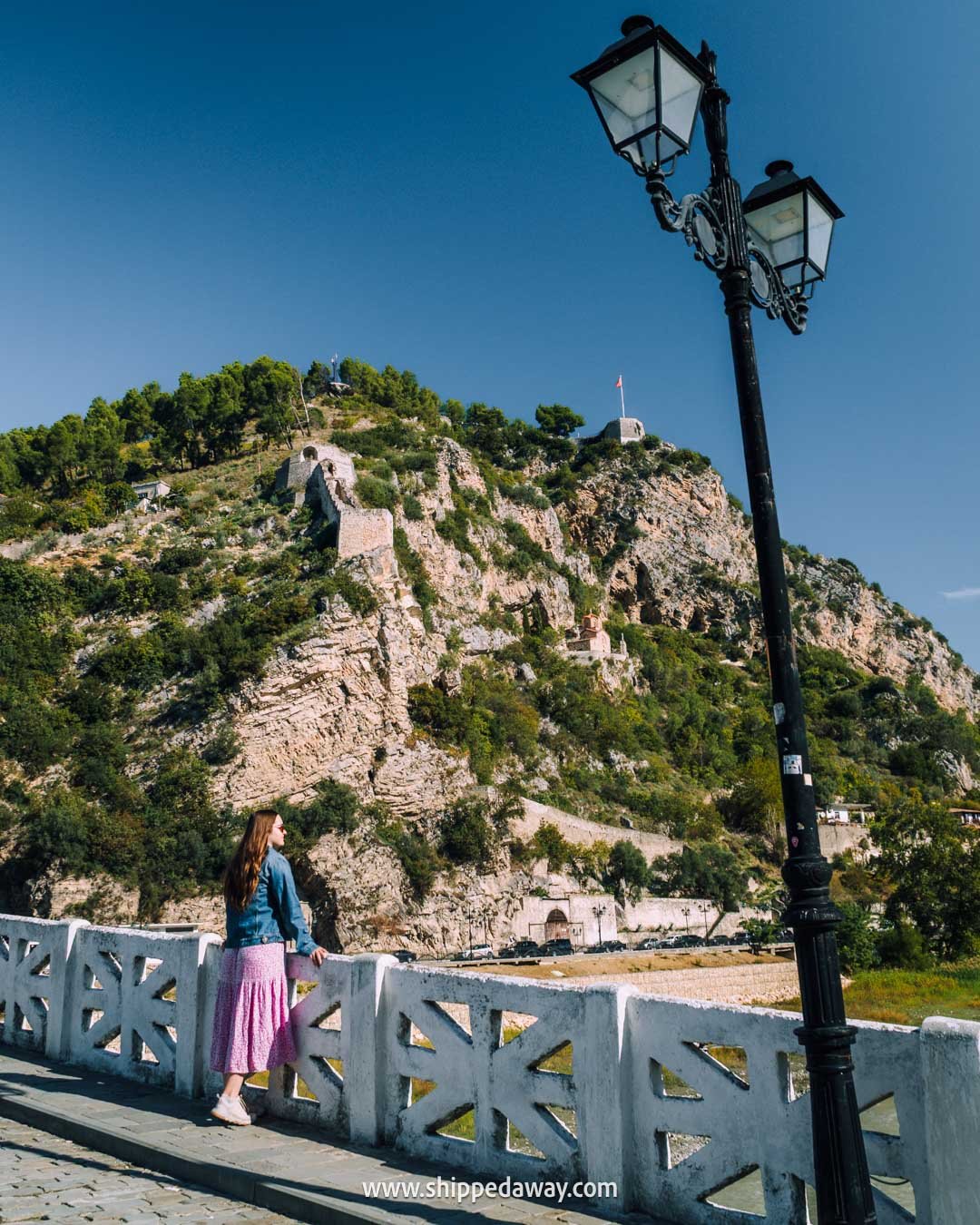 What to see in Berat Castle - how to visit Berat Castle - view of the castle from Gorica bridge