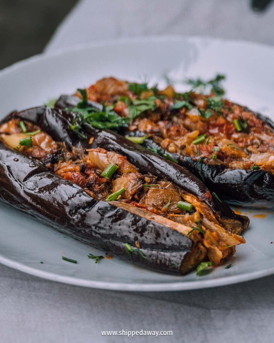 What to see in Gjirokaster, Albania's Stone City - things to do in Gjirokaster, Albania - trying traditional Albanian food - restaurant - stuffed eggplant