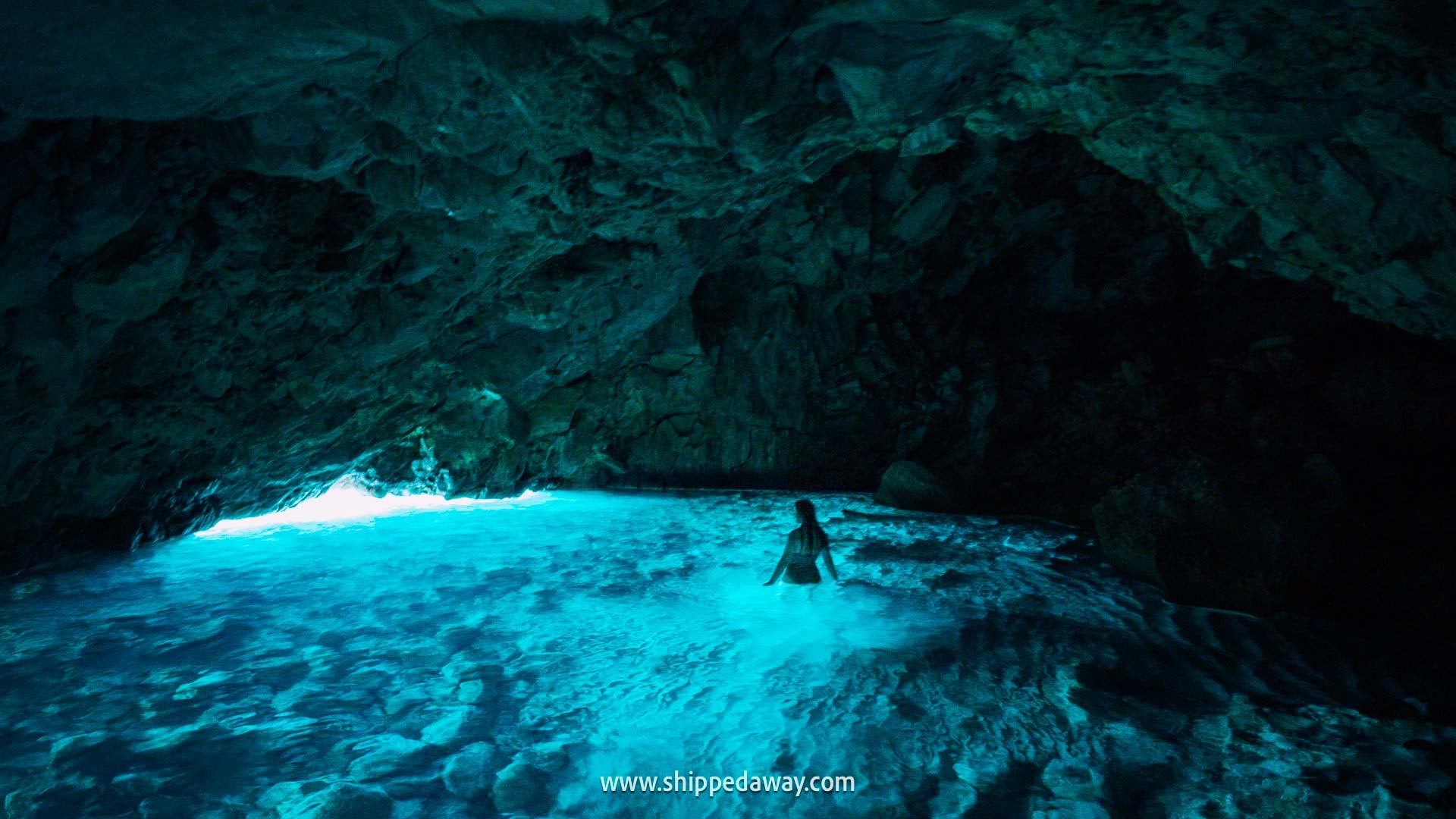 How to visit Albania's Blue Cave - best ways to get to Blue Cave in Albania - us inside the cave