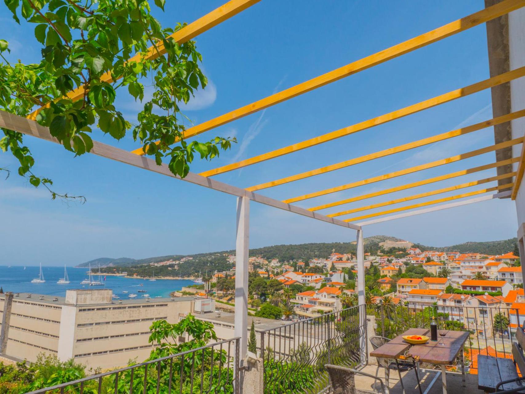 best Hvar town hotels - our favorite hotels to stay in Hvar town - Hostel Kapa terrace sea views