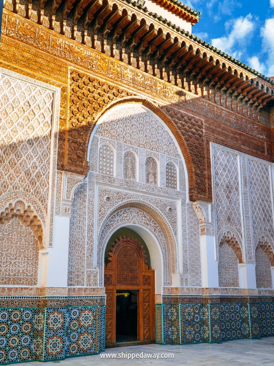 Things to do in Marrakesh, Morocco - beautiful details at Madrasa Ben Youssef