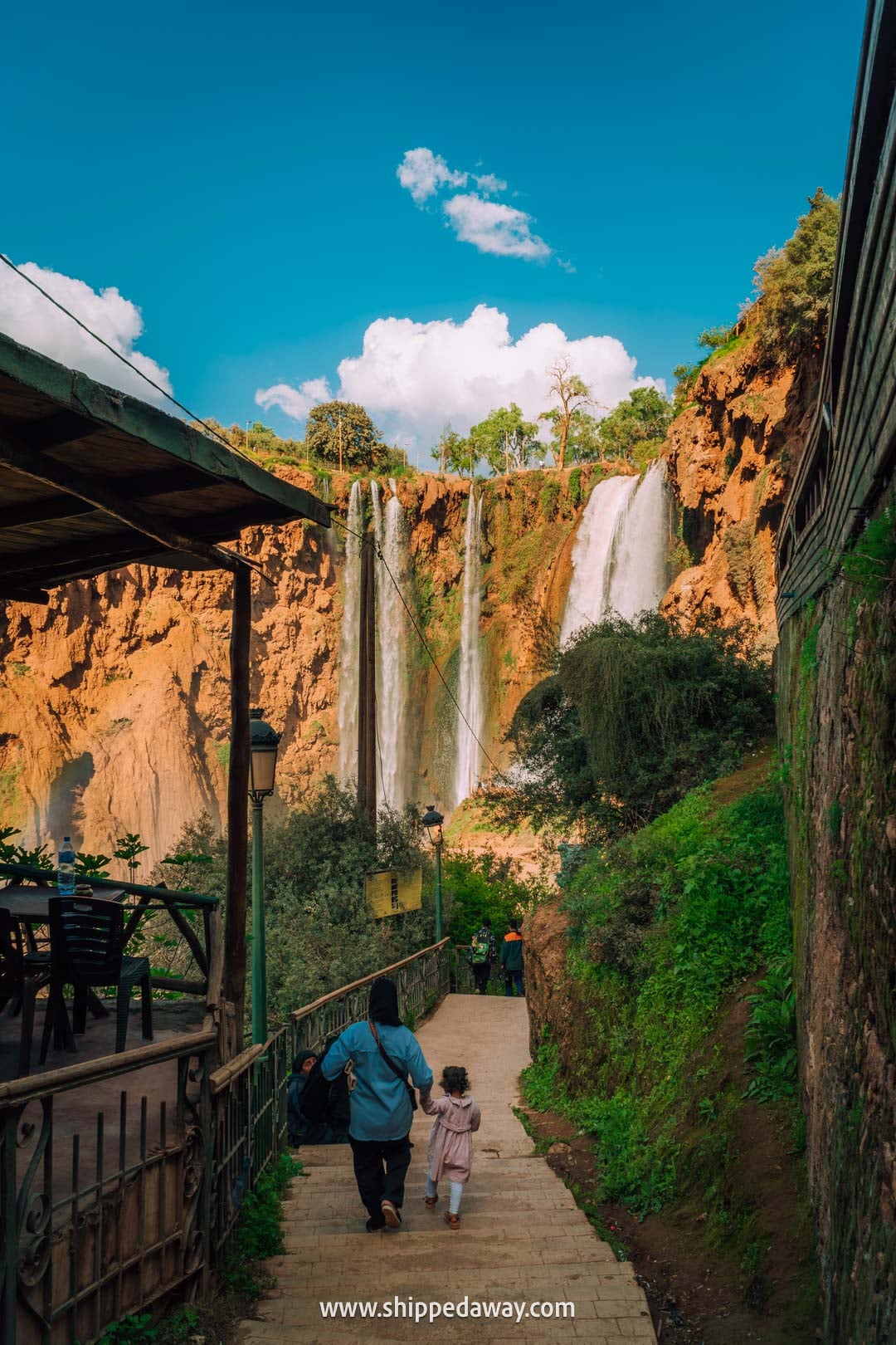 Guide to Ouzoud Waterfalls with tips from our two-night visit - stairs leading down