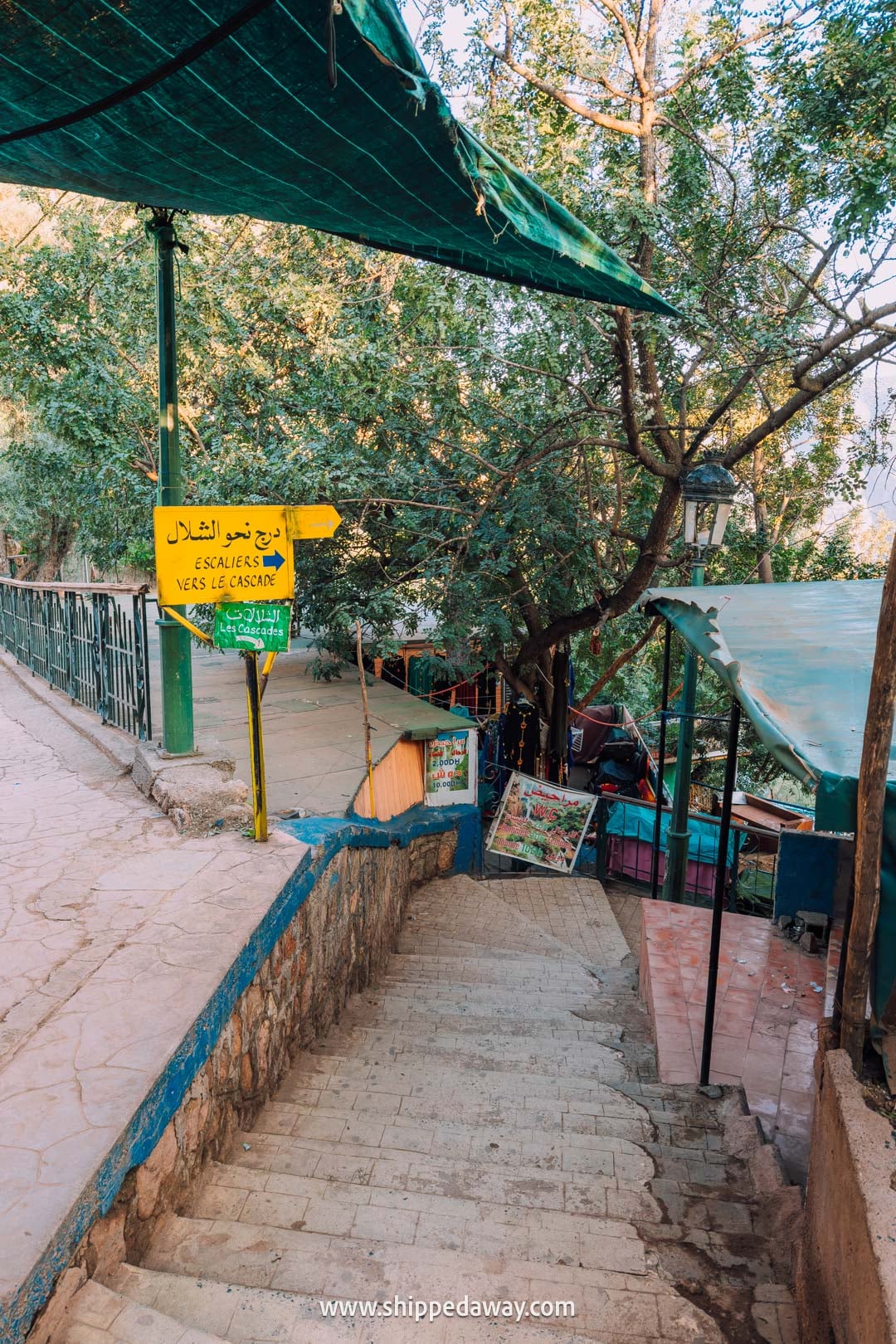 Guide to Ouzoud Waterfalls with tips from our two-night visit - stairs leading down