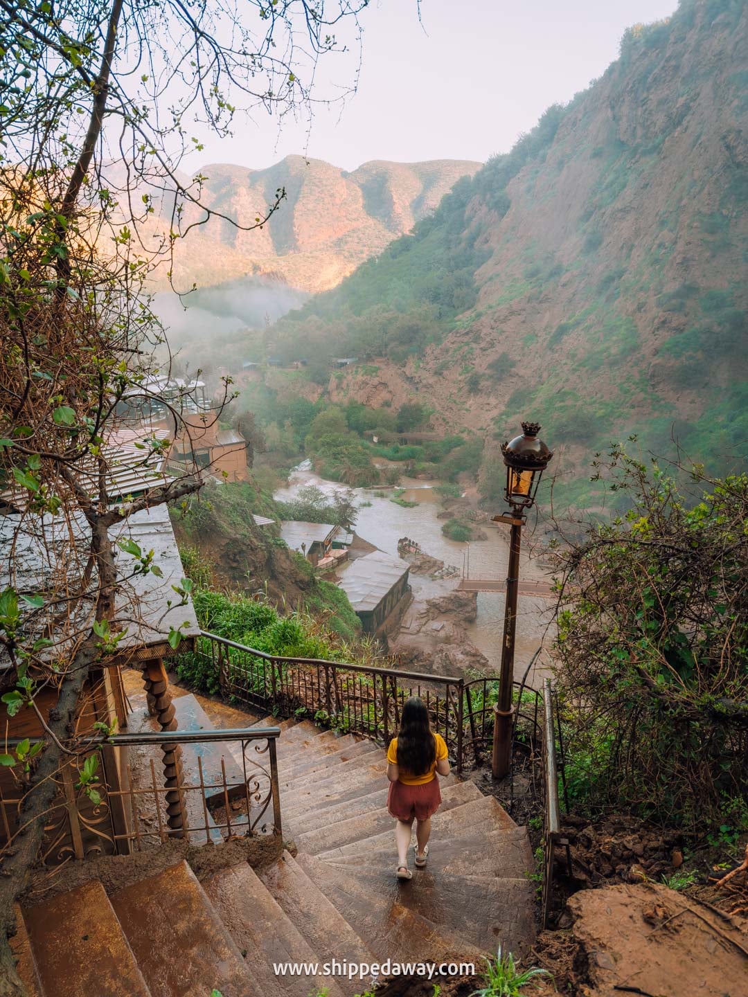 Guide to Ouzoud Waterfalls with tips from our two-night visit - staircase to the base of the waterfalls