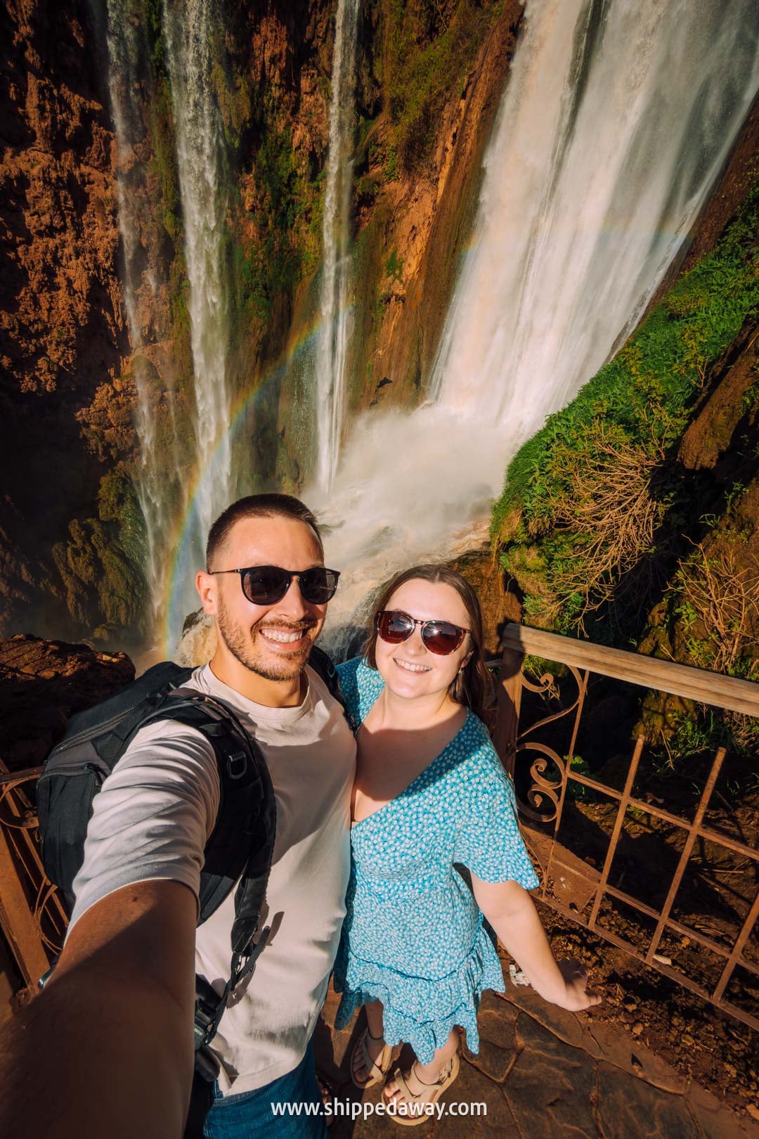 Guide to Ouzoud Waterfalls with tips from our two-night visit - selfie close to the water
