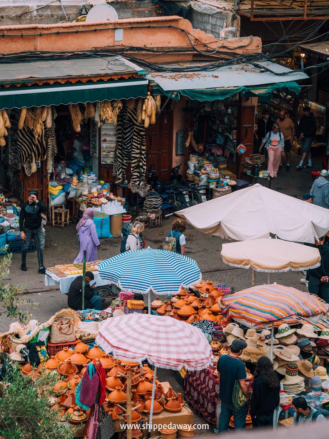 Things to do in Marrakesh, Morocco - views of a market from a rooftop restaurant
