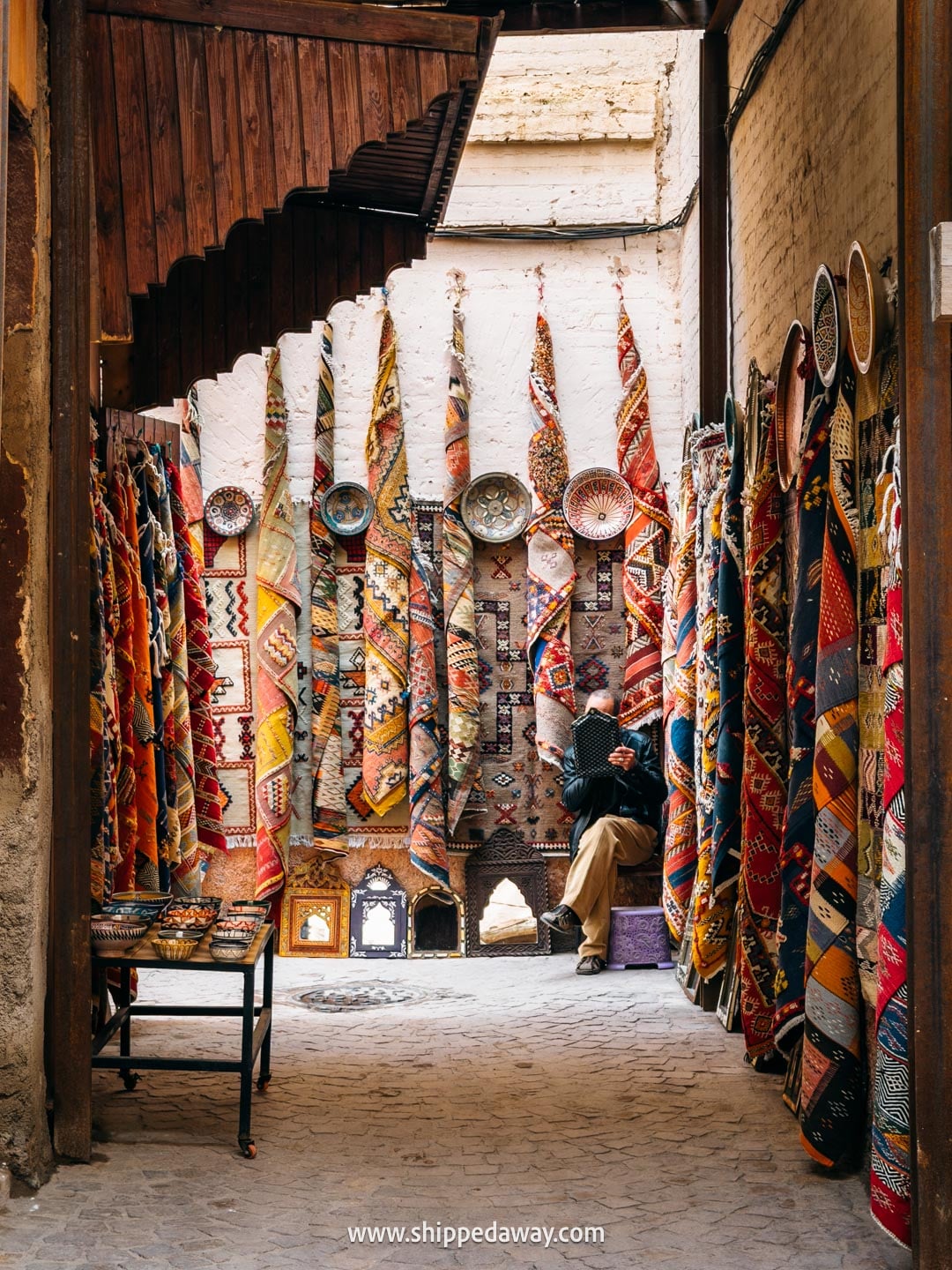 Things to do in Marrakesh, Morocco - walking through souks of the medina - carpet shop