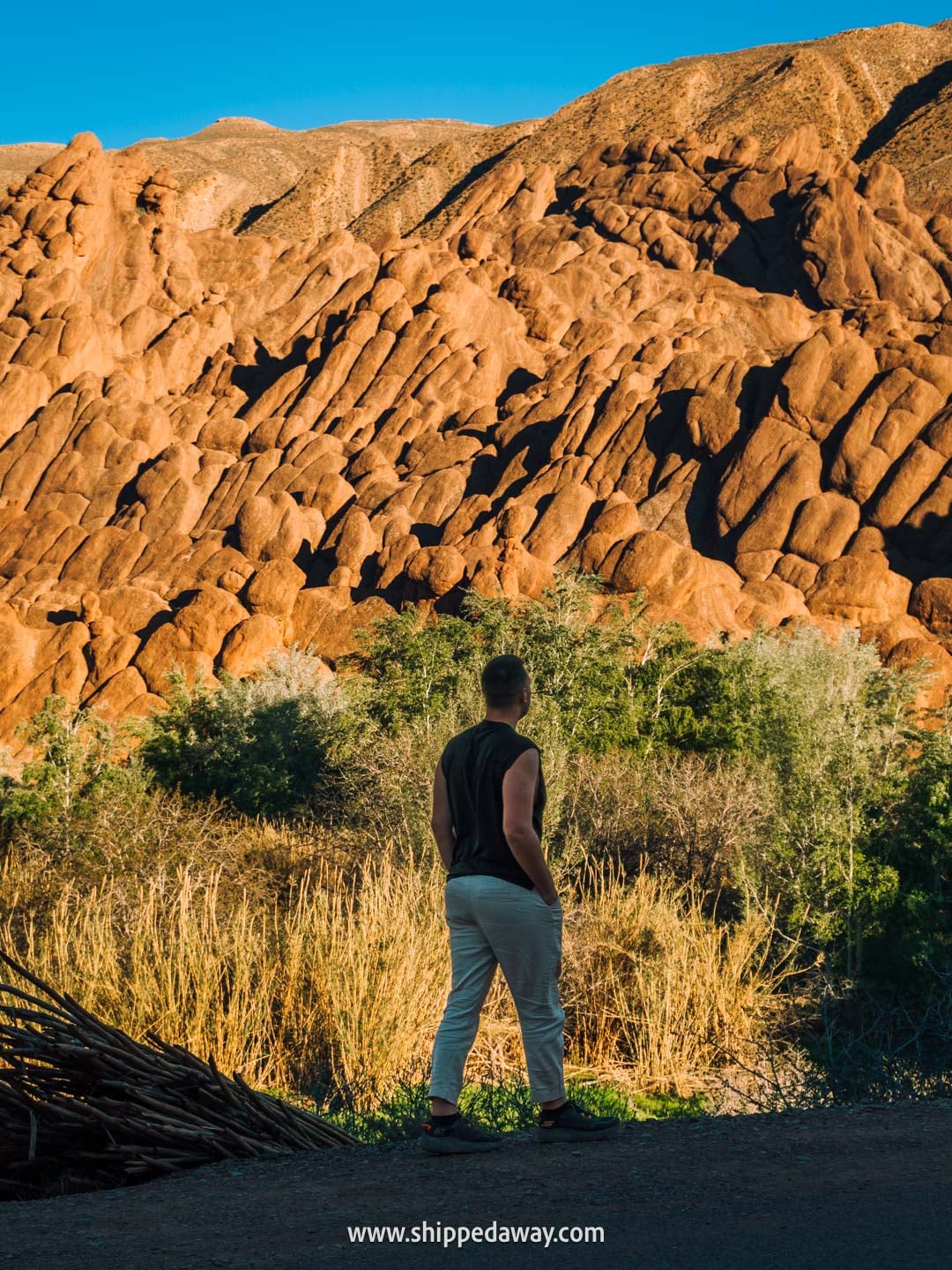 View of Monkey Fingers from the roadside - visiting tips from our trip to Dades Gorge
