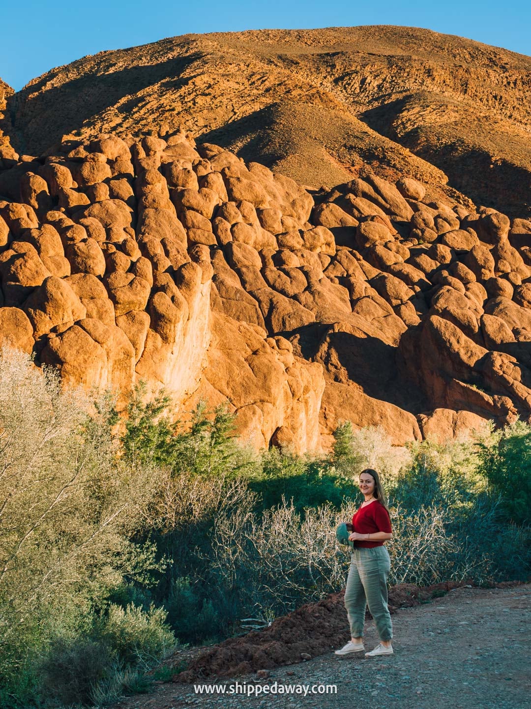 View of Monkey Fingers from the roadside - visiting tips from our trip to Dades Gorge