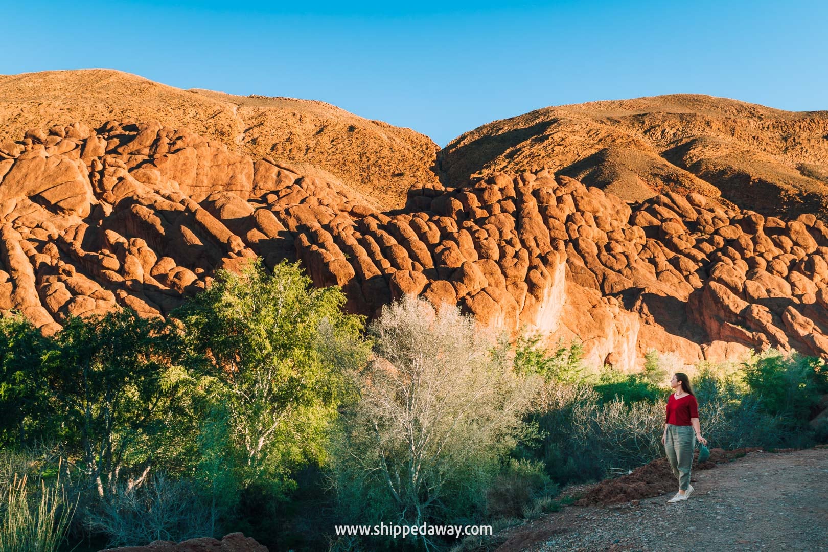 View of Monkey Fingers from the roadside - visiting tips from our trip to Dades Gorge
