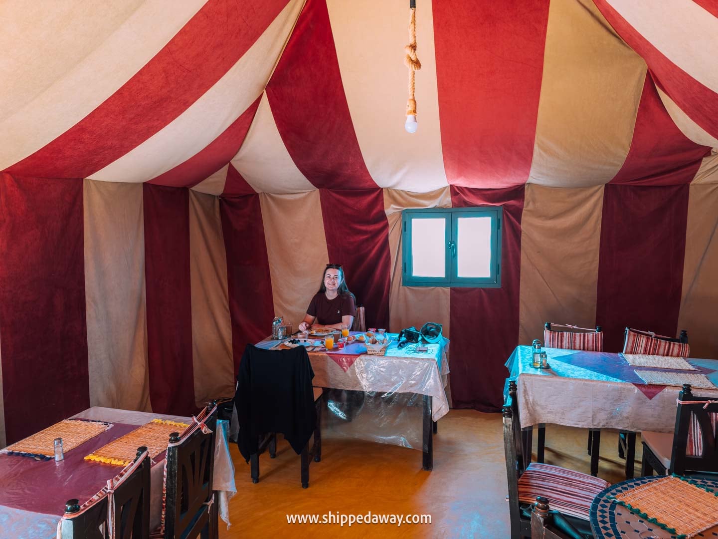 Our experience in a desert camp in Merzouga, Morocco - dining tent and chilling area