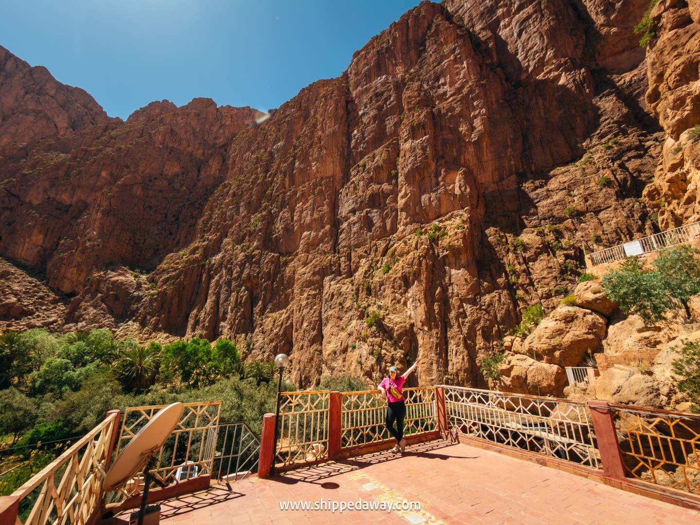 how to visit Todra Gorge and what to see there - rock climbing wall seen from our hotel