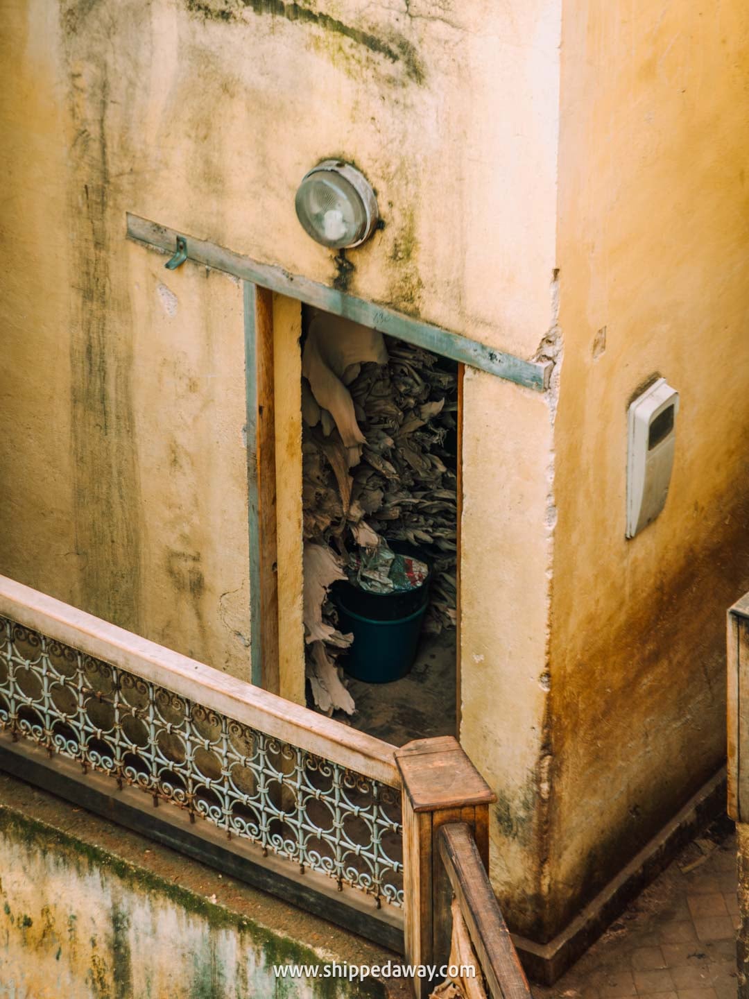 Our experience visiting Fes Tanneries - how to visit Chouara Tannery - leather storage