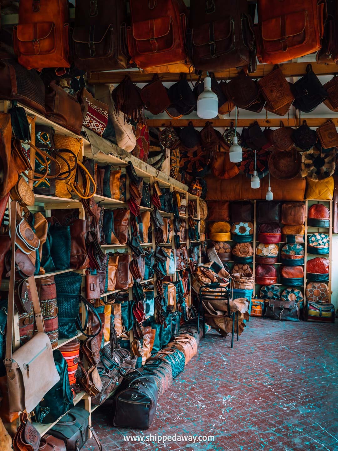 Our experience visiting Fes Tanneries - how to visit Chouara Tannery - shop with leather goods