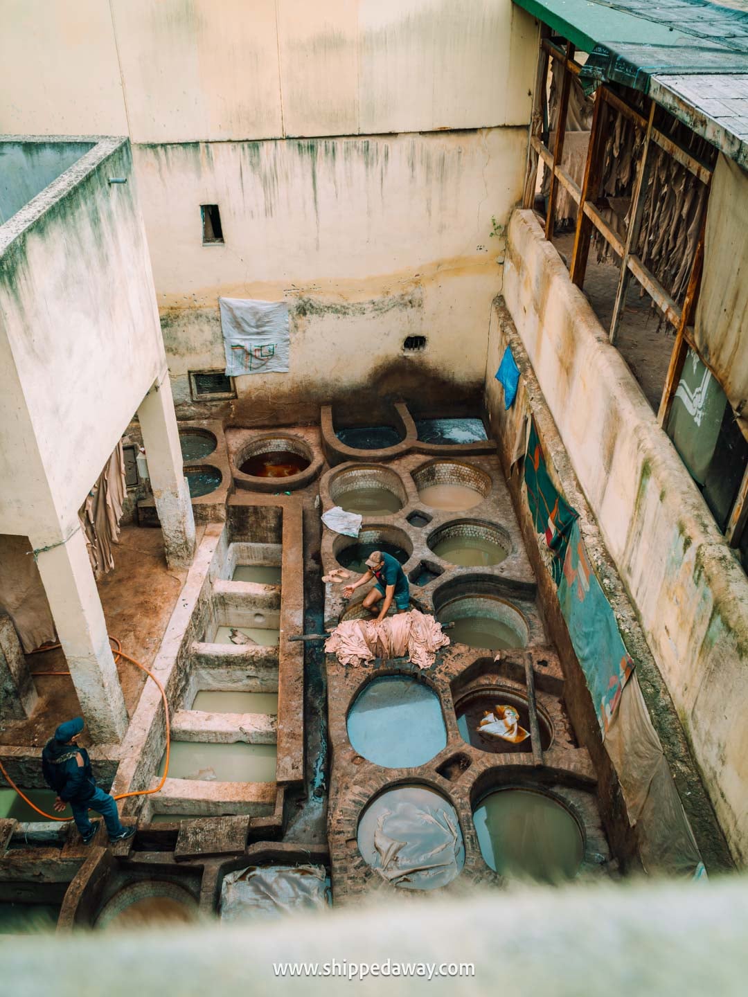 Our experience visiting Fes Tanneries - how to visit Chouara Tannery - pits with different colors