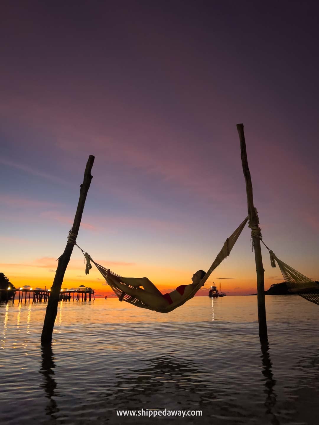 Trat Island Hopping - One week Trat itinerary - Beach hammock at sunset, Koh Kood