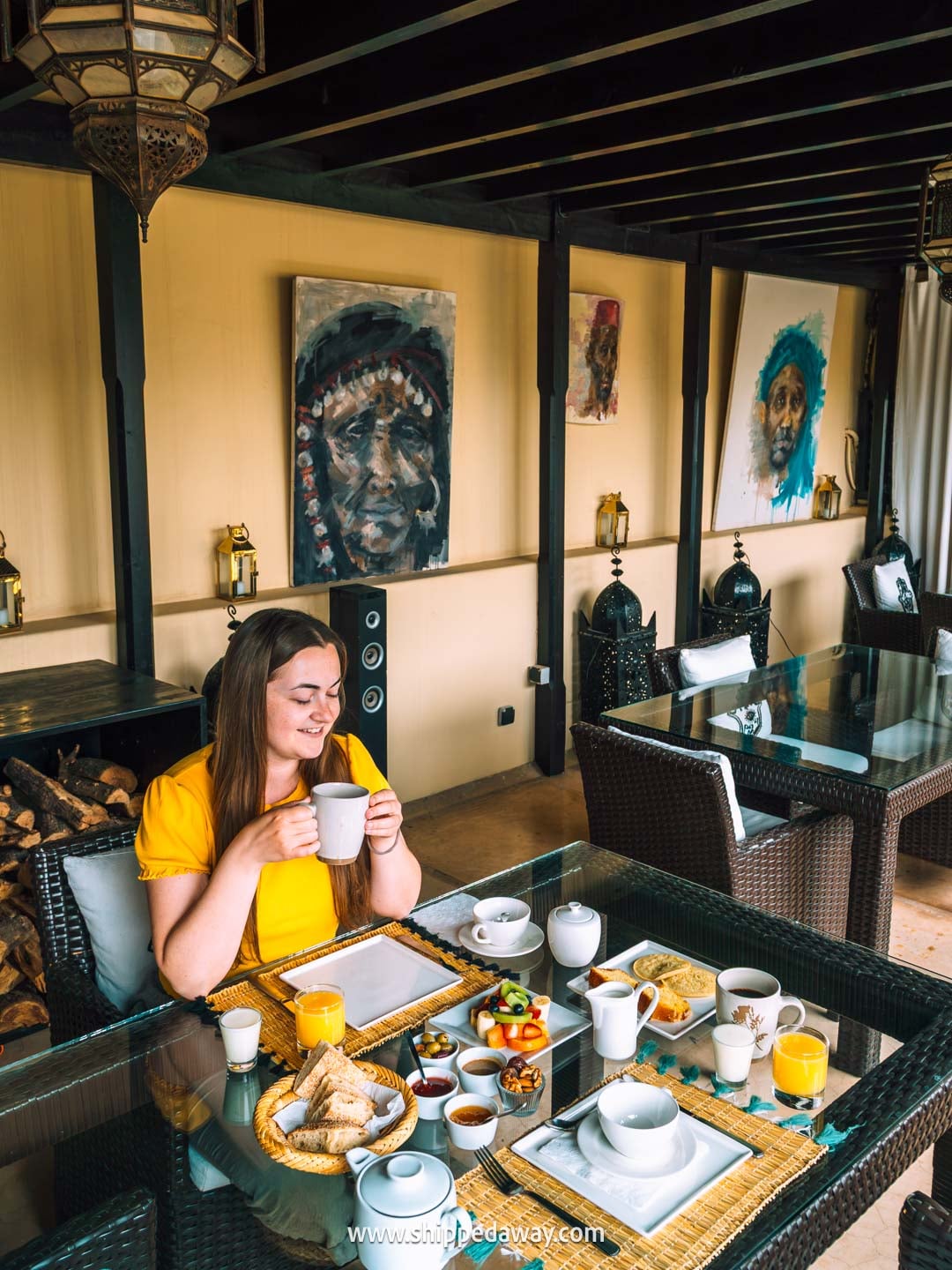 best Marrakesh riads - having breakfast on the rooftop of Riad Adore