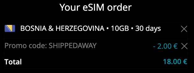 Ubigi Bosnia and Herzergovina eSIM Review - 10% discount with code SHIPPEDAWAY